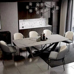 Modern Stylish Dining Table Rectangle White Sintered Stone Top