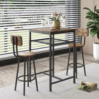 3-Piece Bar Table Set with Metal Shelf,Small Pub Table Set,Dining Set