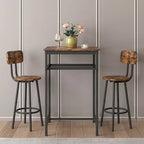 3-Piece Bar Table Set with Metal Shelf,Small Pub Table Set,Dining Set