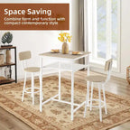 3-Piece Bar Table Set with Metal Shelf,Small Pub Table Set,Dining Set