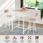 3-Piece Bar Table Set with Metal Shelf,Small Pub Table Set,Dining Set