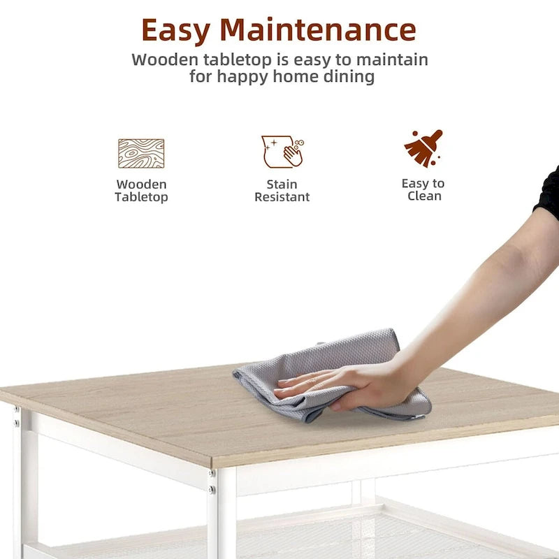 3-Piece Bar Table Set with Metal Shelf,Small Pub Table Set,Dining Set