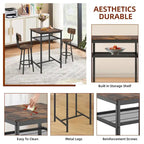 3-Piece Bar Table Set with Metal Shelf,Small Pub Table Set,Dining Set