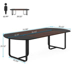 70.86 Modern Oval Dining Table with Splicing Board, Curved Kitchen Tables for 6-8