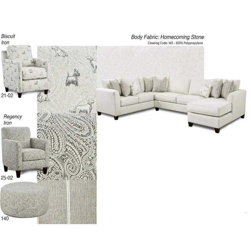 Homecoming Stone Stationary Sectional w/ Armless Sleeper