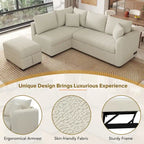 L-shaped Sectional Pull Out Sofa Bed Sleeper Sofa USB,Power Sockets and a Movable Storage Ottoman, Beige