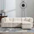 87.7 Sectional Sofa Cozy Teddy Fleece Fabric Sectional Sofa Couch