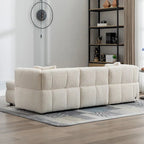 87.7 Sectional Sofa Cozy Teddy Fleece Fabric Sectional Sofa Couch