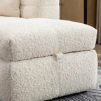 87.7 Sectional Sofa Cozy Teddy Fleece Fabric Sectional Sofa Couch