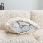 87.7 Sectional Sofa Cozy Teddy Fleece Fabric Sectional Sofa Couch