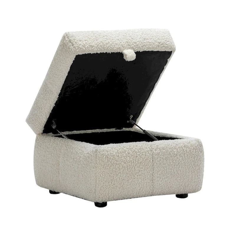 87.7 Sectional Sofa Cozy Teddy Fleece Fabric Sectional Sofa Couch