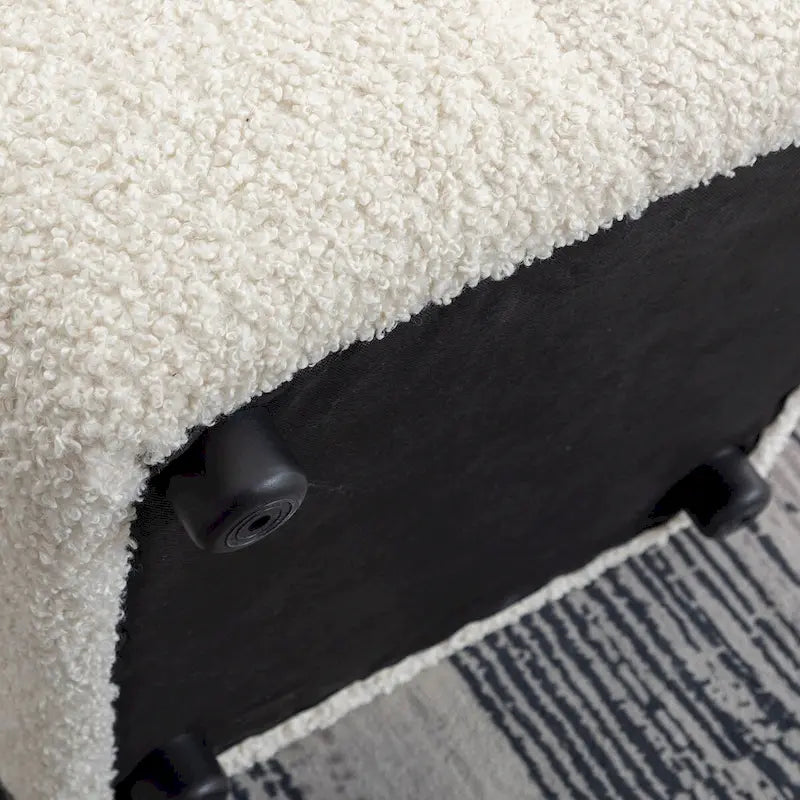 87.7 Sectional Sofa Cozy Teddy Fleece Fabric Sectional Sofa Couch