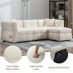 87.7 Sectional Sofa Cozy Teddy Fleece Fabric Sectional Sofa Couch