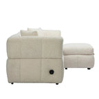 87.7 Sectional Sofa Cozy Teddy Fleece Fabric Sectional Sofa Couch