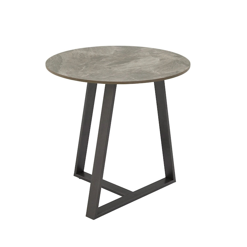Jurmala Glossy Sintered Stone with Grey Metal Base End Table by iNSPIRE Q Modern
