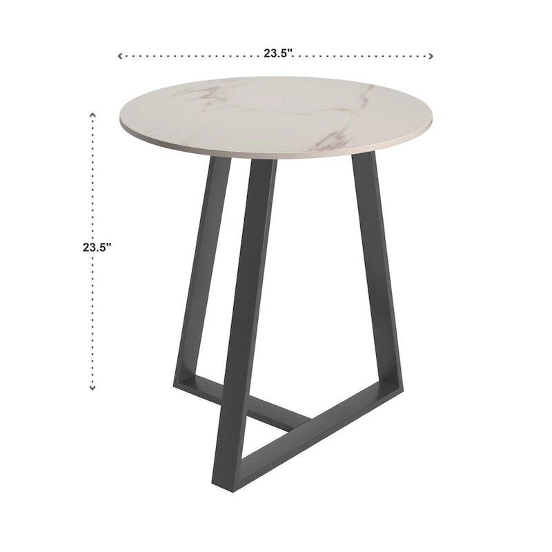 Jurmala Glossy Sintered Stone with Grey Metal Base End Table by iNSPIRE Q Modern