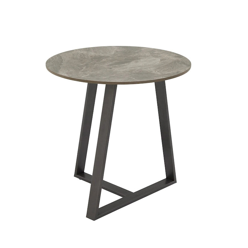 Jurmala Glossy Sintered Stone with Grey Metal Base End Table by iNSPIRE Q Modern