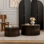Nesting Coffee Table Set with Vertical Textured Embossed Design (Set of 2)