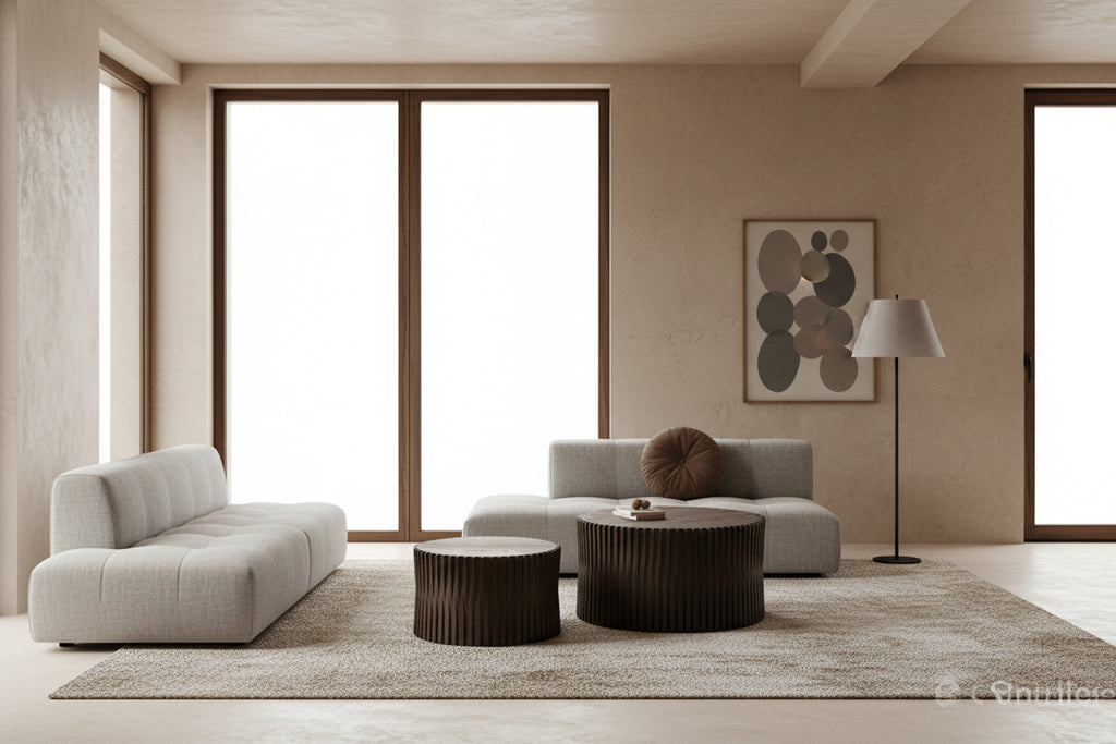 Nesting Coffee Table Set with Vertical Textured Embossed Design (Set of 2)