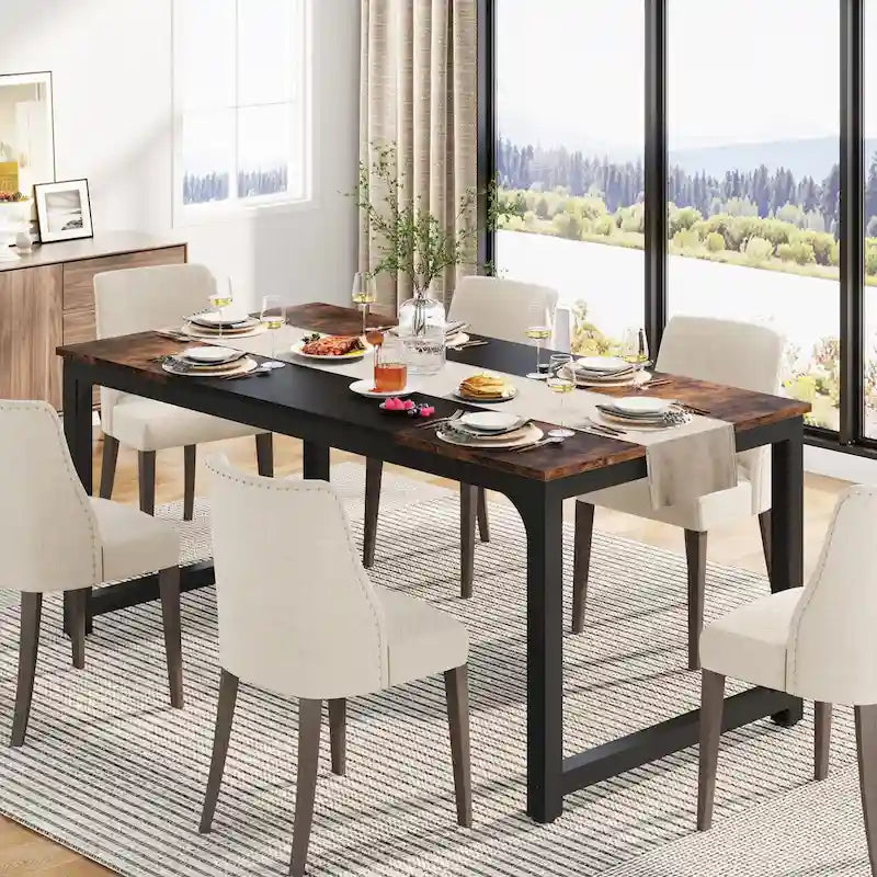 63 Industrial Dining Table for 4-6, Kitchen Table for Dinning Room - 63 L x 31.5 W x 29.53 H