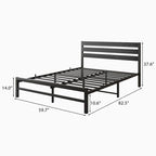 Platform Bed Frame With Wooden Headboard, Under Bed Storage, Non-Slip