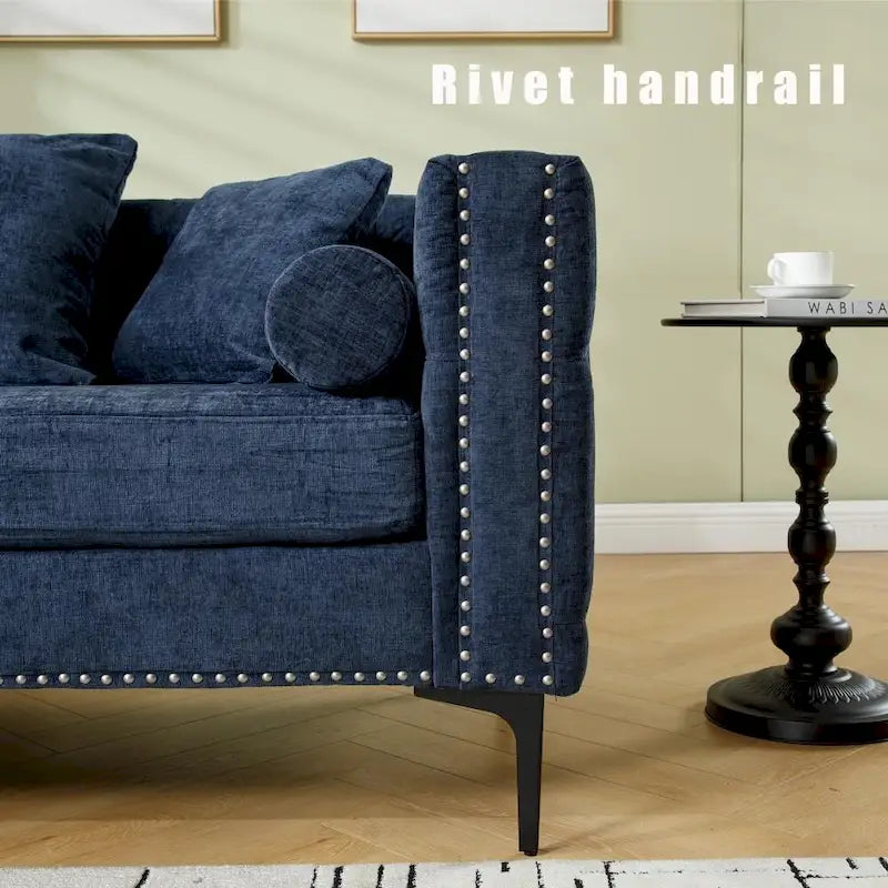 Modern Convertible Tufted Chenille L Shaped Sectional Sofa