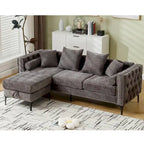 Modern Convertible Tufted Chenille L Shaped Sectional Sofa