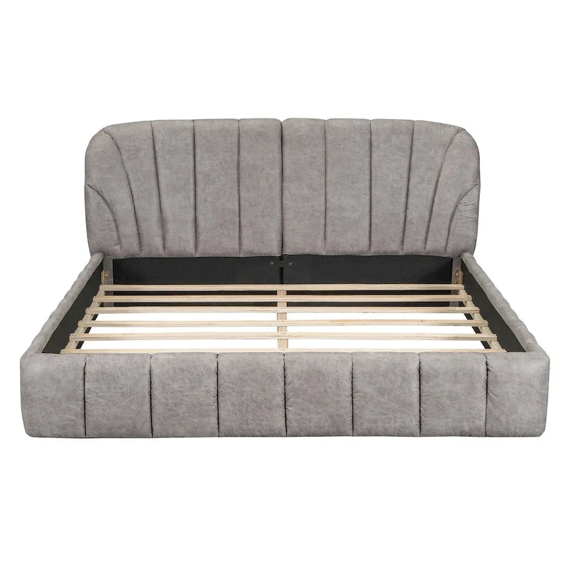 Queen Size Upholstered Platform Bed with Thick Fabric