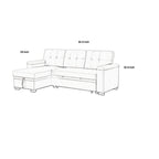 Lusy 85 Inch Reversible Sleeper Sectional Sofa with Storage Chaise, Beige